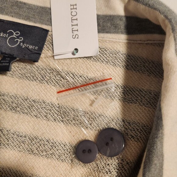 Market & Spruce Torin French Terry Blazer Blue Gray / Ivory‎ Striped XL NEW - Picture 10 of 16